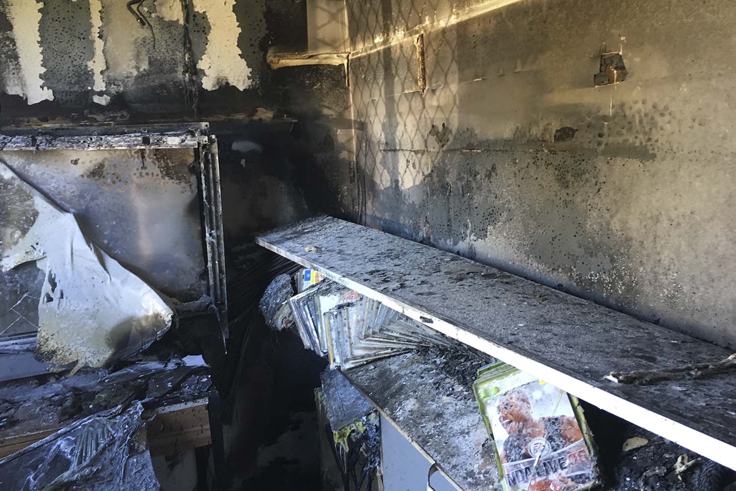 Fire damaged contents within a home.
