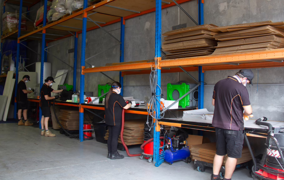 Techs cleaning contents